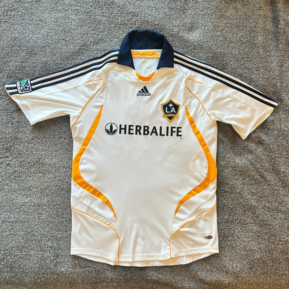 EUC Vintage Adidas LA Galaxy Jersey White Men's Medium David Beckham Soccer 2007